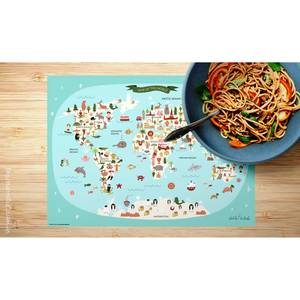 Placemats Wereldkaart (set van 1) vinyl - meerdere kleuren