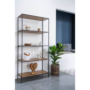 Open kast Arette II metaal - zwart - Eikenhouten look - Breedte: 80 cm