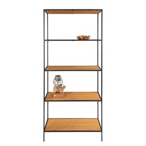 Open kast Arette II metaal - zwart - Eikenhouten look - Breedte: 80 cm