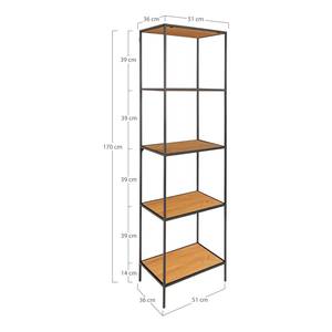 Open kast Arette II metaal - zwart - Eikenhouten look - Breedte: 51 cm