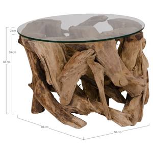 Beistelltisch Slobo Glas / Teak massiv - Teak