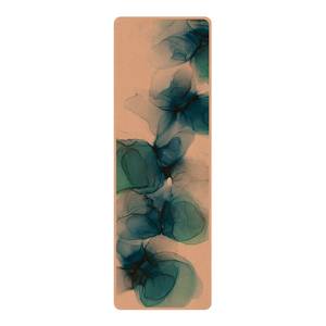 Läufer/Yogamatte - Wilde Blüten Oberfläche: Kork / Unterseite: Naturkautschuk - Türkis
