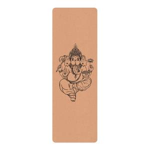 Tapis de yoga Ganesha Face supérieure : liège<br>Face inférieure : caoutchouc naturel