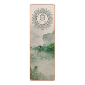 Läufer/Yogamatte Buddha Mandala im Nebel Oberfläche: Kork / Unterseite: Naturkautschuk - Grün