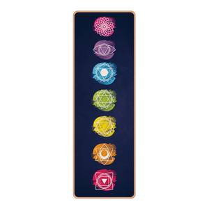 Tapis de yoga Sept chakras II Face supérieure : liège<br>Face inférieure : caoutchouc naturel - Multicolore