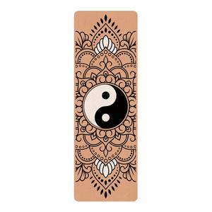 Tapis de yoga Mandala Yin et Yang Face supérieure : liège<br>Face inférieure : caoutchouc naturel