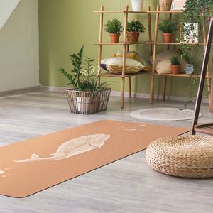 Tapis de yoga Baleine à bosses Face supérieure : liège<br>Face inférieure : caoutchouc naturel