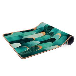 Loper/yogamat Veren II Oppervlak: kurk<br>Onderkant: natuurlijk rubber - Turquoise