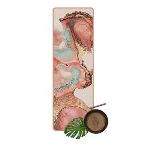 Läufer/Yogamatte Goldenes Aquarell Oberfläche: Kork / Unterseite: Naturkautschuk - Pink