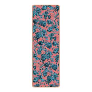 Tapis de yoga Gravure florale Face supérieure : liège<br>Face inférieure : caoutchouc naturel - Bleu