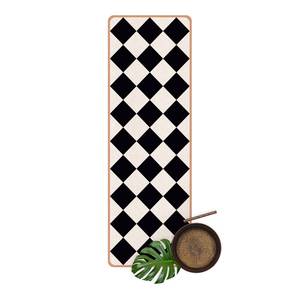 Loper/yogamat Gedraaid Schaakbord Oppervlak: kurk<br>Onderkant: natuurlijk rubber - Zwart/wit
