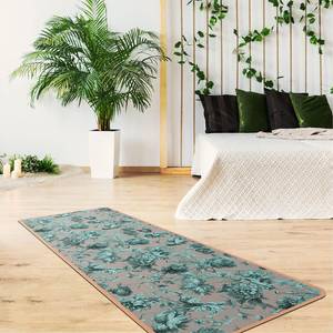 Tapis de yoga Gravure florale Face supérieure : liège<br>Face inférieure : caoutchouc naturel - Turquoise