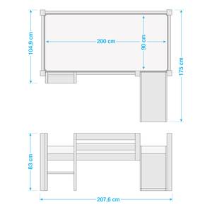 Bed Pino II Grijs - Met ladder - Met glijbaan