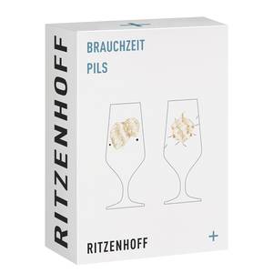 Verres à bière #1 Brauchzeit (lot de 2) Verre cristallin - Doré / Blanc
