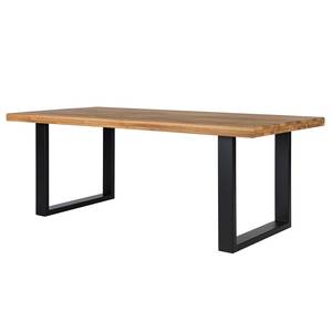 Eettafel LOXTON massief eikenhout/metaal - eikenhout/zwart - Breedte: 180 cm