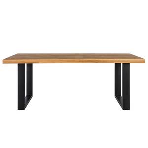 Eettafel LOXTON massief eikenhout/metaal - eikenhout/zwart - Breedte: 180 cm