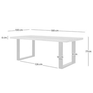 Eettafel LOXTON massief eikenhout/metaal - eikenhout/zwart - Breedte: 180 cm