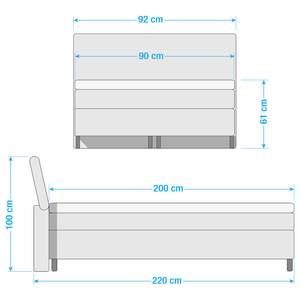 Lit boxspring Color Box Tissu TBO : 19 woven grey - 90 x 200cm - D2 souple - Avec motif