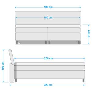 Boxspringbett Color Box Stoff TBO: 19 woven grey - 180 x 200cm - Doppelmatratze H2/H3 - Unifarben