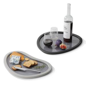 Lot de 2 plateaux Hub Polyester / Verre - Gris