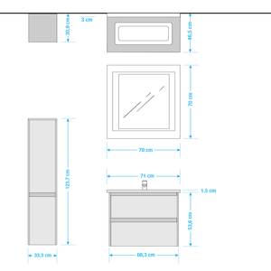 Badezimmerset 6040 XI (3-teilig) Inkl. Beleuchtung - Hochglanz Weiß