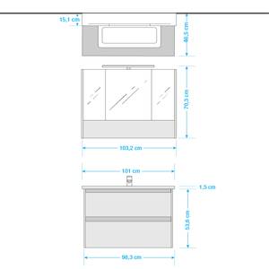 Badezimmerset 6040 VI (2-teilig) Inkl. Beleuchtung - Weiß Glanz / Oxid Dunkelgrau