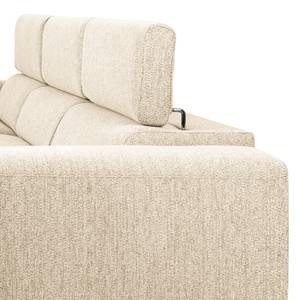 Hoekbank Penpont Platweefsel Kaja: Beige - Longchair vooraanzicht links