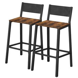 Chaises de bar Greencastle (lot de 2) Imitation bois recyclé / Noir