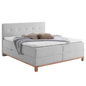 Boxspring Catania Geweven stof Meara: Lichtgrijs - 160 x 200cm