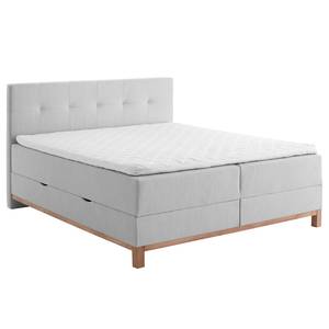 Boxspring Catania Geweven stof Meara: Lichtgrijs - 160 x 200cm