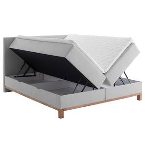 Boxspring Catania Geweven stof Meara: Lichtgrijs - 160 x 200cm