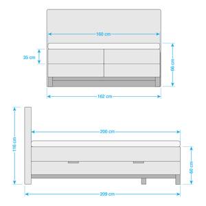 Lit boxspring Catania Tissu Meara: Gris clair - 160 x 200cm