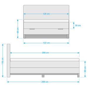 Boxspring Catania Geweven stof Meara: Lichtgrijs - 120 x 200cm