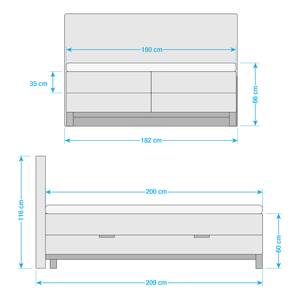 Boxspringbett Catania Webstoff Meara: Anthrazit - 180 x 200cm