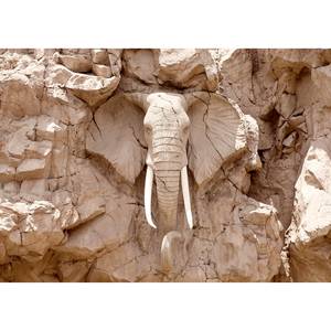 Vlies-fotobehang Elephant Carving premium vlies - beige - 150 x 105 cm