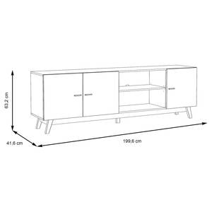 Tv-meubel Pesaro Artisan eikenhouten look/zwart