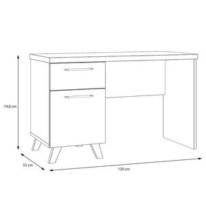 Bureau Winster knoestige eikenhouten look/betonnen look