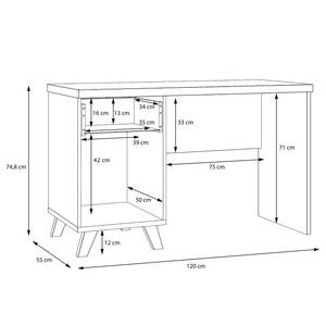 Bureau Winster knoestige eikenhouten look/betonnen look