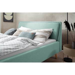 Gestoffeerd bed Frieda Geweven stof Saba: Lichtblauw - 140 x 200cm - Bruin