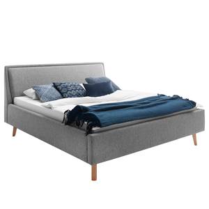 Lit capitonné Frieda Tissu Stenja: Gris - 140 x 200cm - Marron - Avec espace de rangement