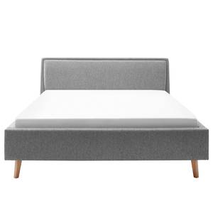 Lit capitonné Frieda Tissu Stenja: Gris - 140 x 200cm - Marron - Avec espace de rangement