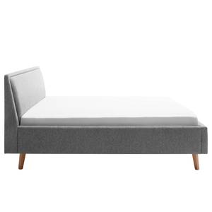 Lit capitonné Frieda Tissu Stenja: Gris - 140 x 200cm - Marron - Avec espace de rangement