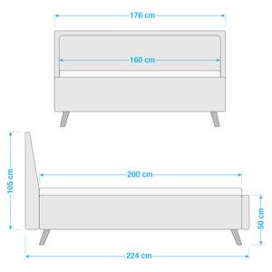 Polsterbett Frieda Webstoff Stenja: Grau - 160 x 200cm - Schwarz - Mit Stauraum