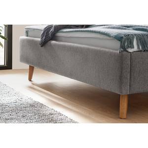 Lit capitonné Frieda Tissu Stenja: Gris - 160 x 200cm - Marron - Avec espace de rangement