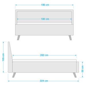 Polsterbett Frieda Webstoff Saba: Babyblau - 180 x 200cm - Schwarz - Mit Stauraum