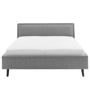 Lit capitonné Frieda Tissu Stenja: Gris - 180 x 200cm - Noir - Avec espace de rangement