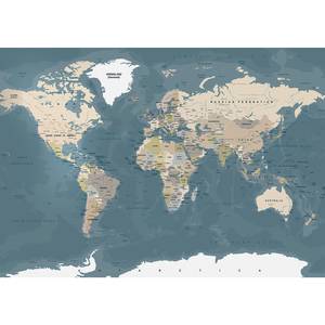 Papier peint intissé Vintage World Map Papier peint en intissé premium - Bleu