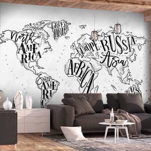 Papier peint intissé Retro Continents Papier peint en intissé premium - Blanc - 300 x 210 cm