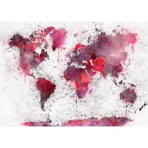 Fotomurale World Map Watercolors Tessuto non tessuto premium - Rosso