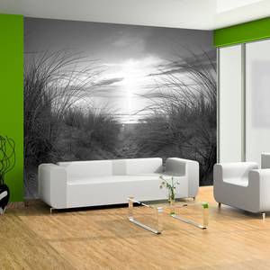 Vlies-fotobehang Strand premium vlies - zwart/wit